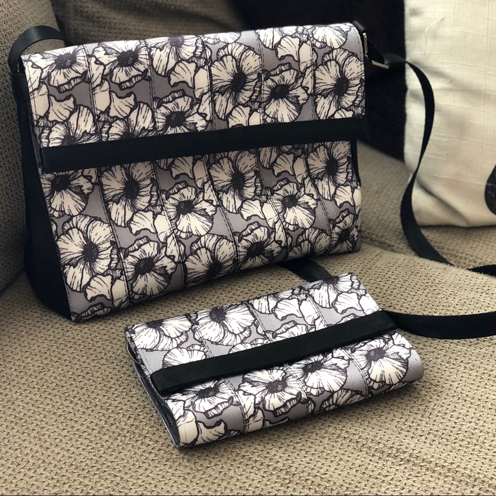 Harvey’s Seatbelt crossbody with matching wallet.